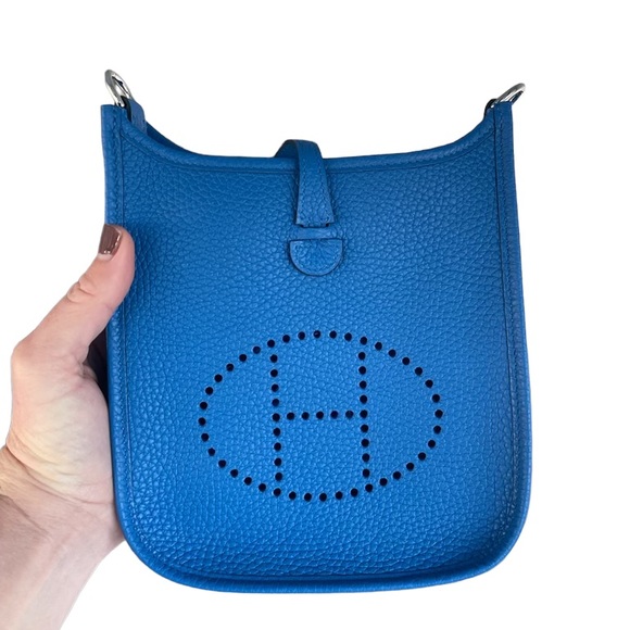 Hermes Handbags - Hermes Bleu Hydra Mini (TPM) Evelyne NWT